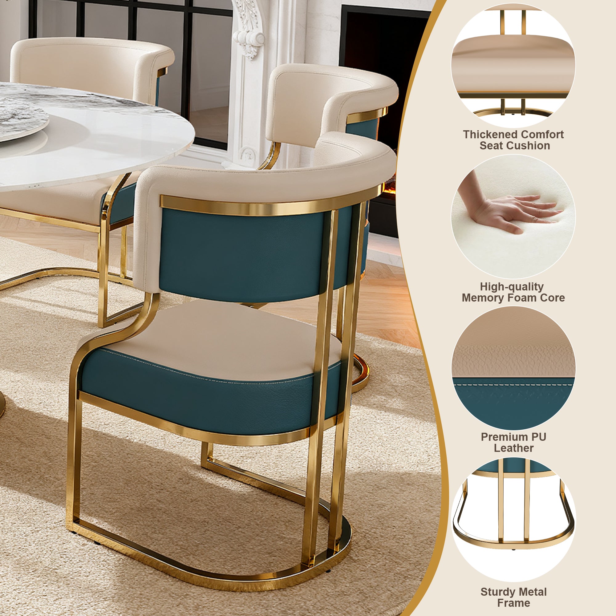 59" Round Sintered Stone Dining Table Set with Lazy Susan