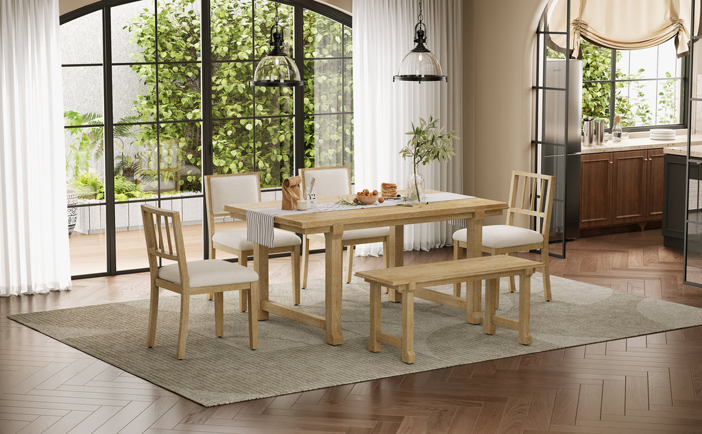 Trexm 6-Piece Farmhouse Dining Set for 6