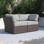 Fully Assembled 66" Outdoor Wicker Loveseat with Cushions