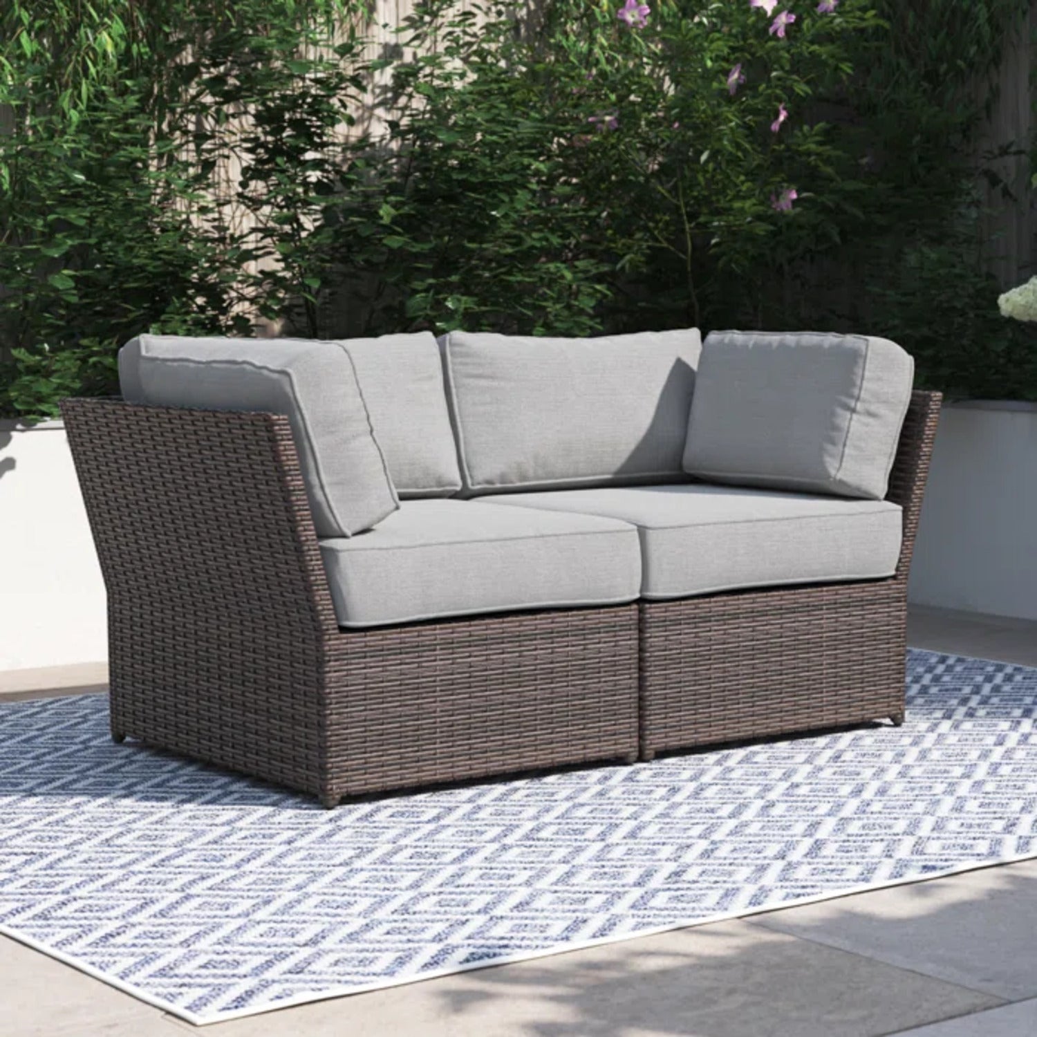 Fully Assembled 66" Outdoor Wicker Loveseat with Cushions