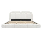 King Size Boucle Upholstered Platform Bed with Tufted Headboard