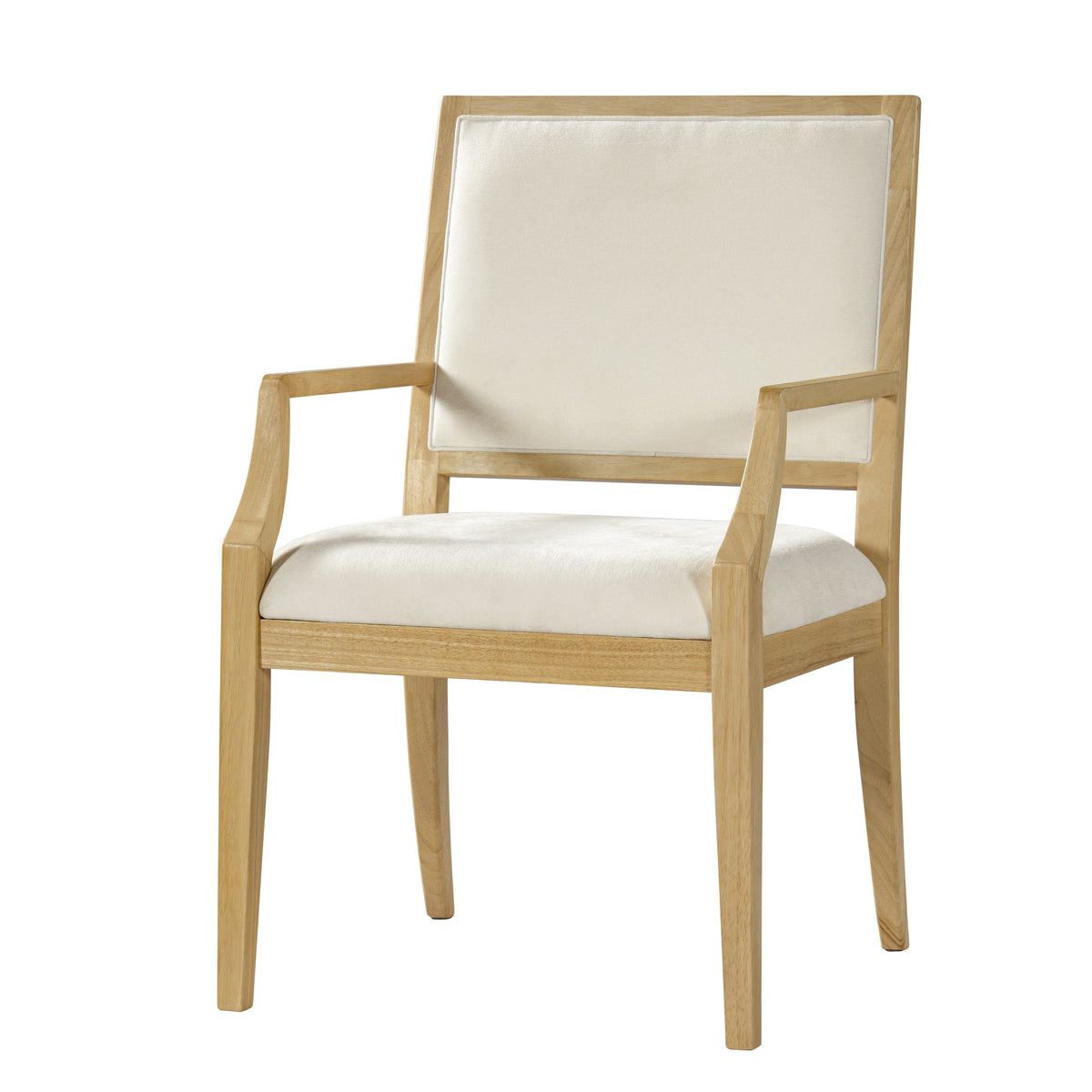 Indoor Upholstered  Arm Dining Chairs With Rubber Wood(Set of 2),Natural+Beige