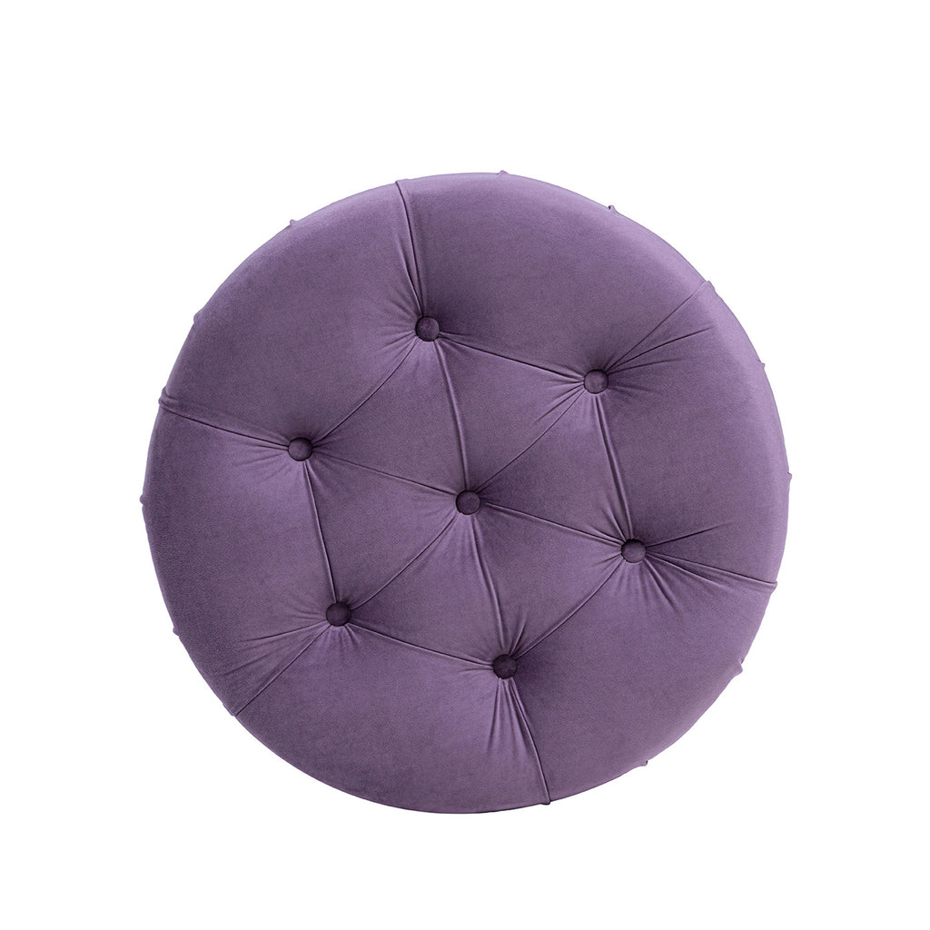Dawn Tufted Round Ottoman Nailhead Accents