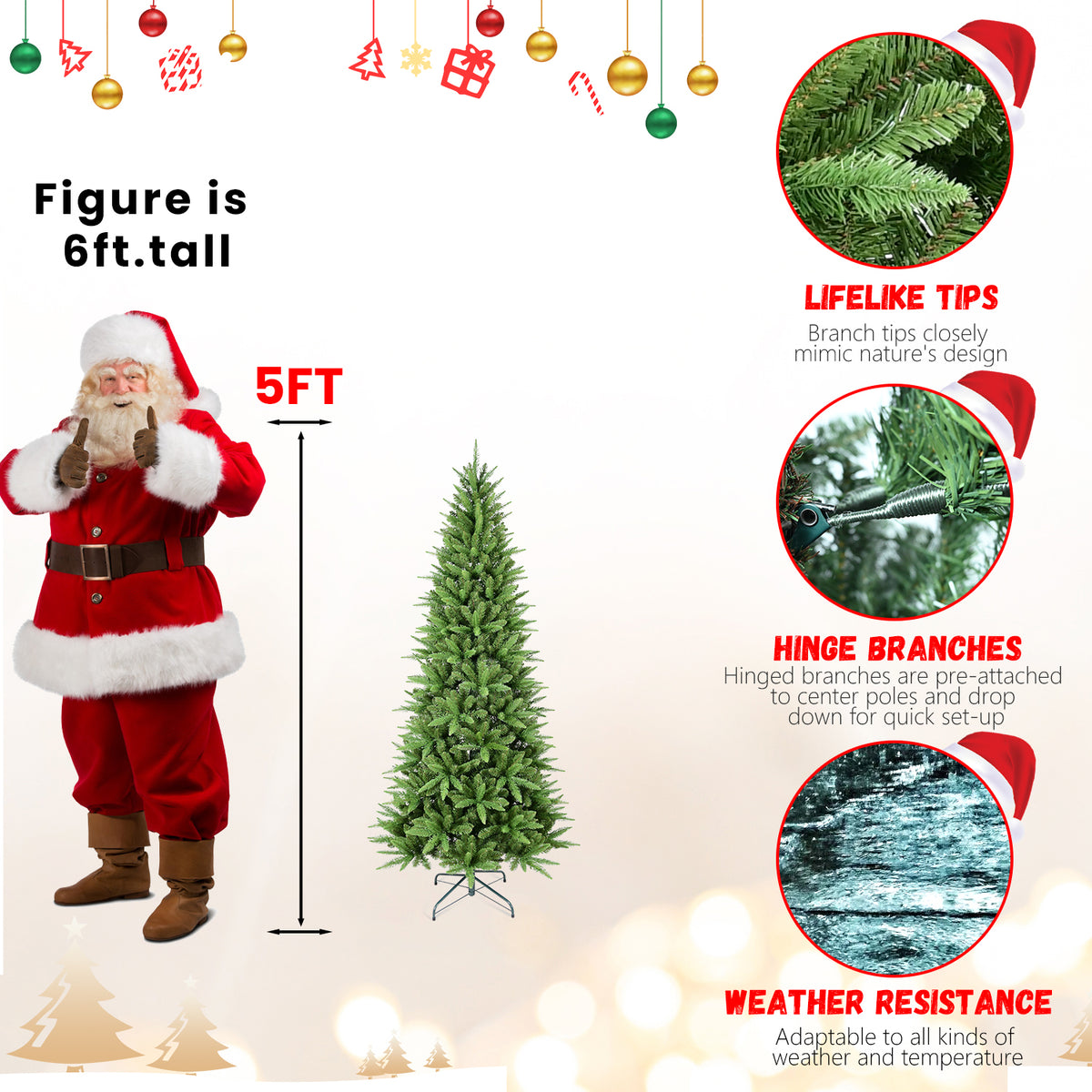 6FT Slim Christmas Tree – 850 Tips