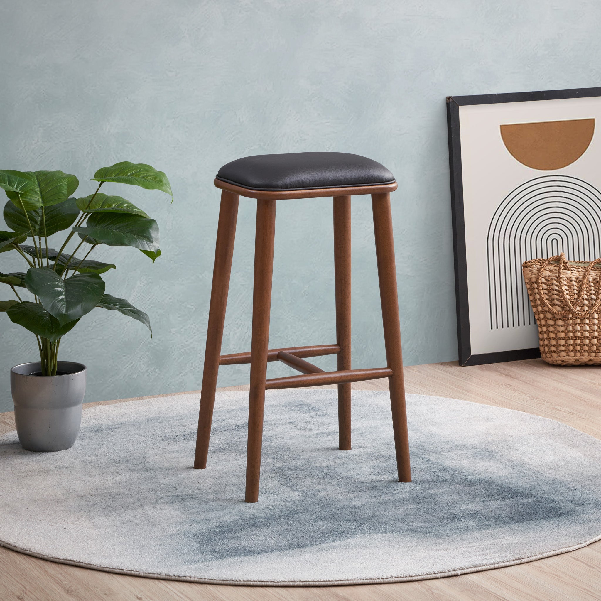 Jason Mid-Century Modern PU Leather Bar Stool