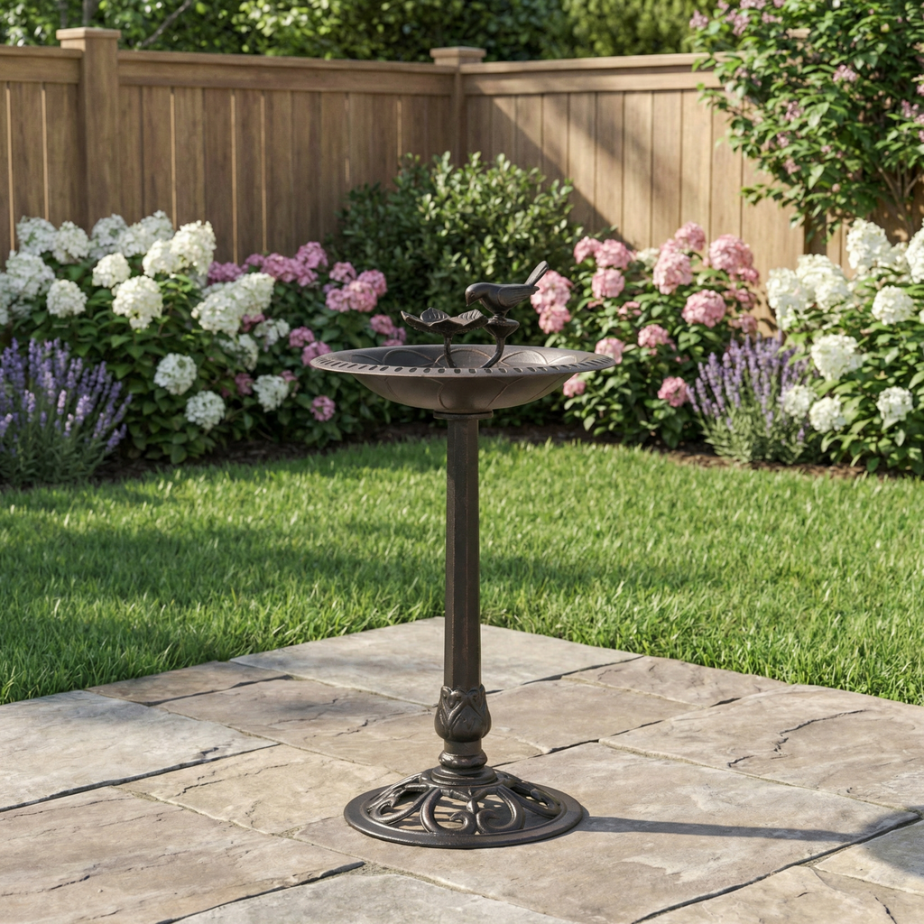 Outdoor Aluminum and Iron Bird Bath