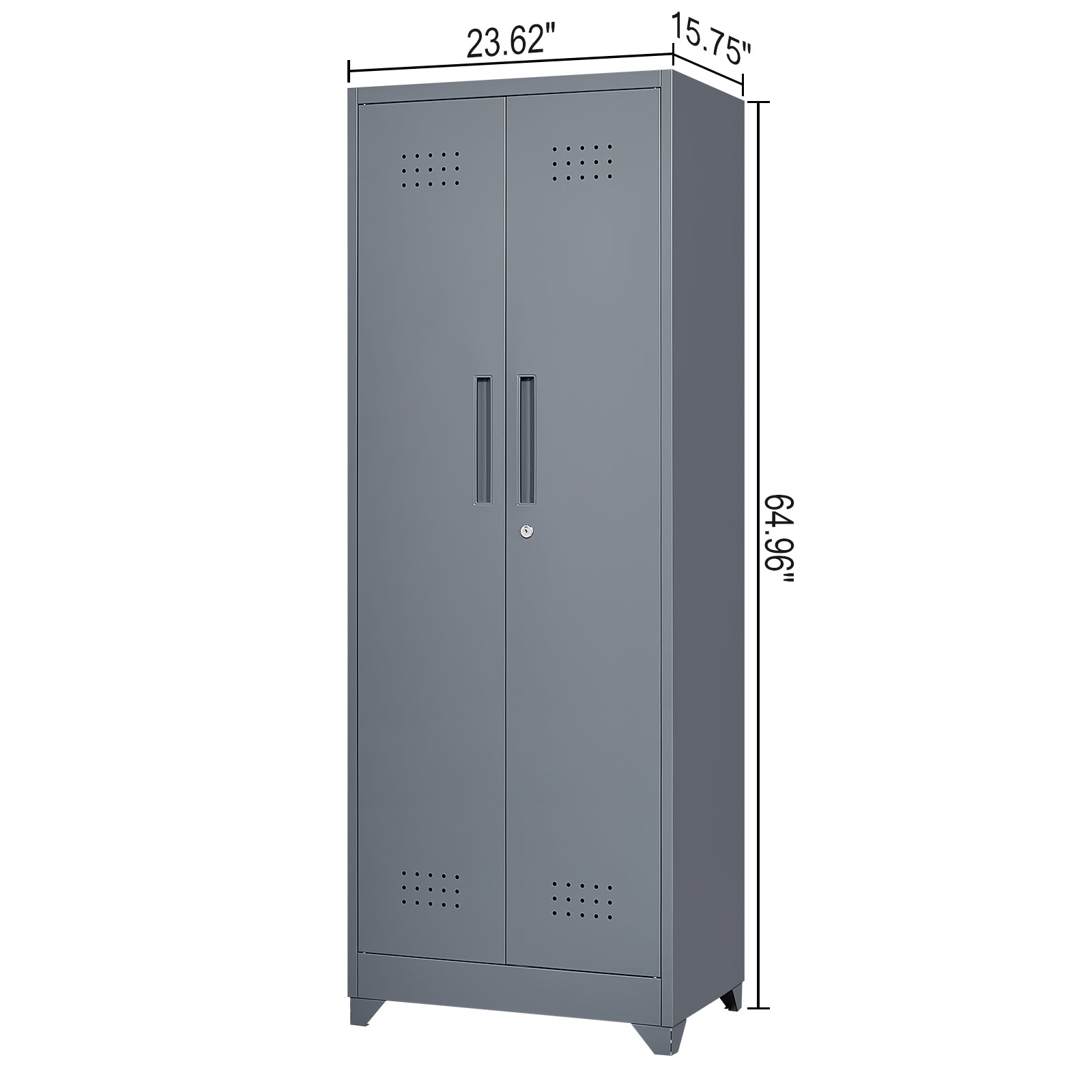 Broom Storage Cabinet With Locking Doors And Shelves