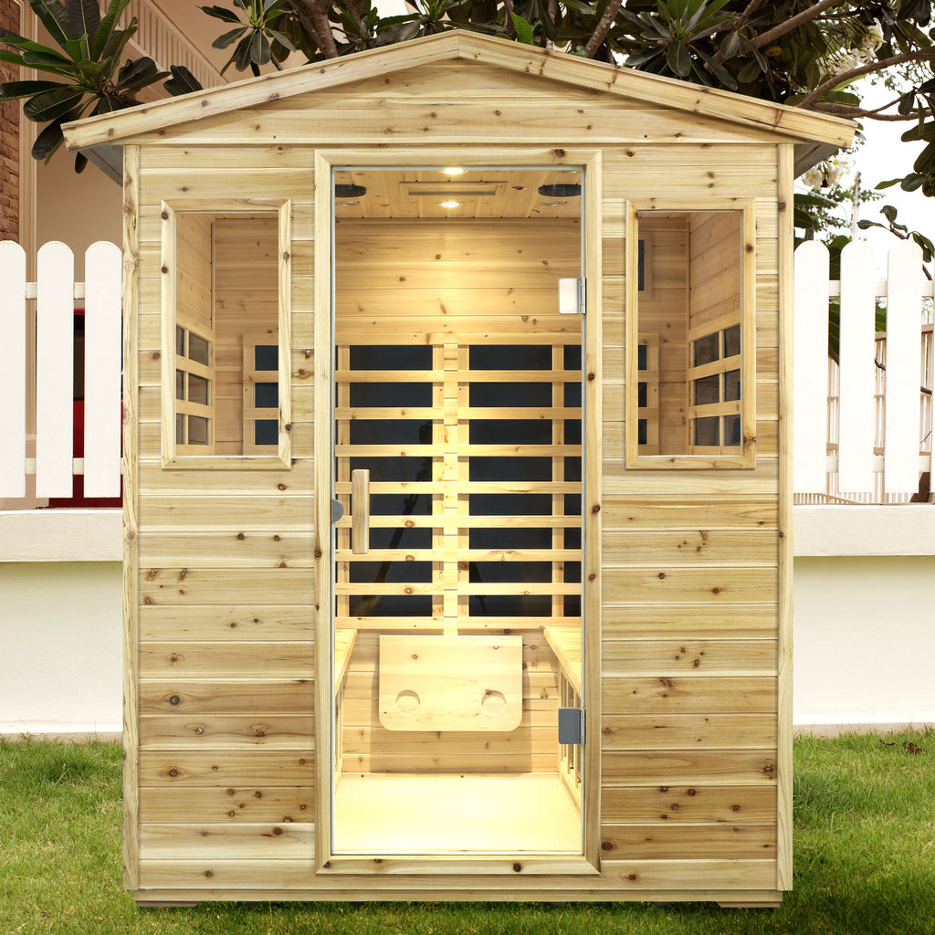 Four Person Far-Infrared Old Fir Outdoor Sauna Room