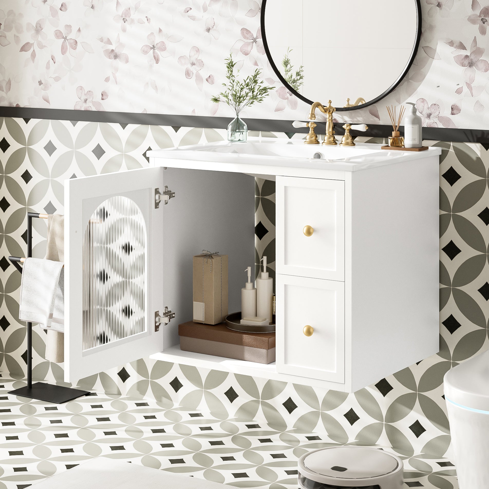 24" Bathroom Vanity Set Wall Mounted for Small Spaces