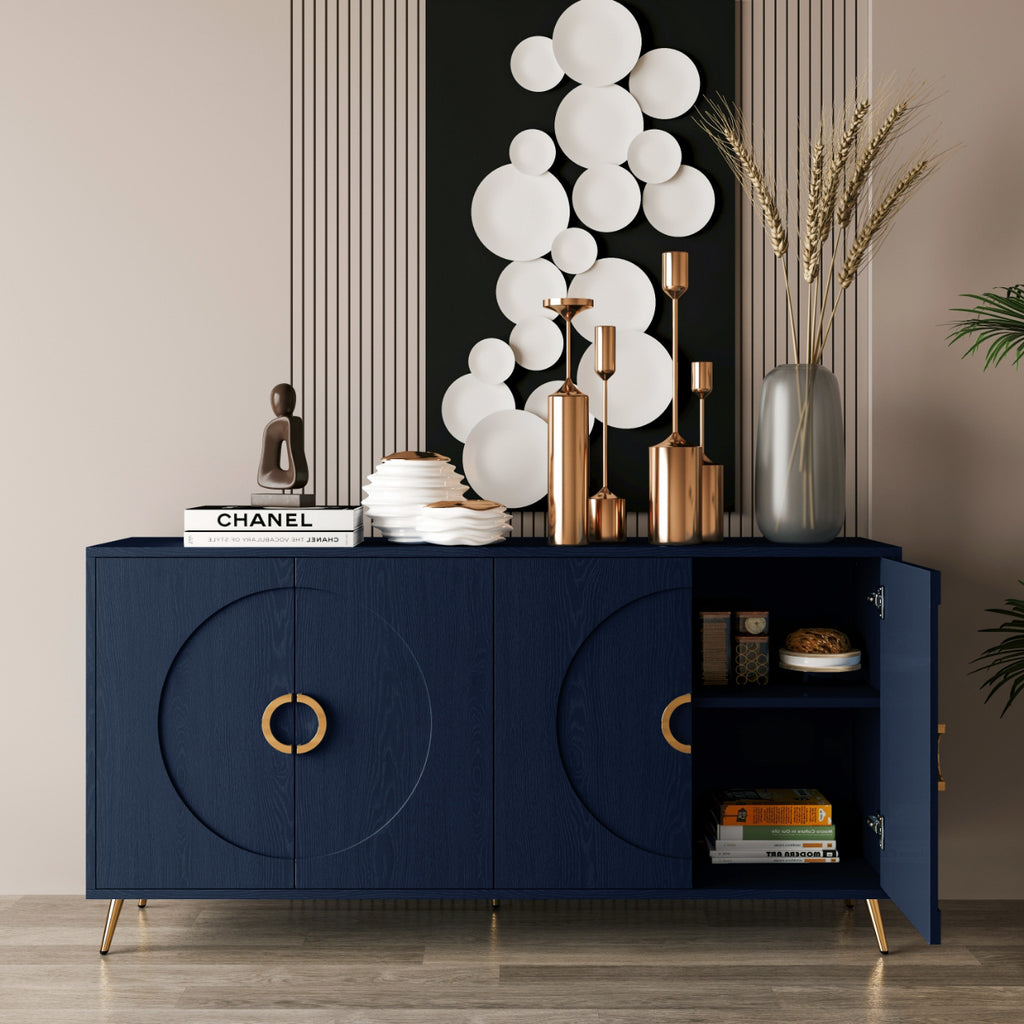 Modern Lacquered 4 Door Wooden Cabinet Sideboard