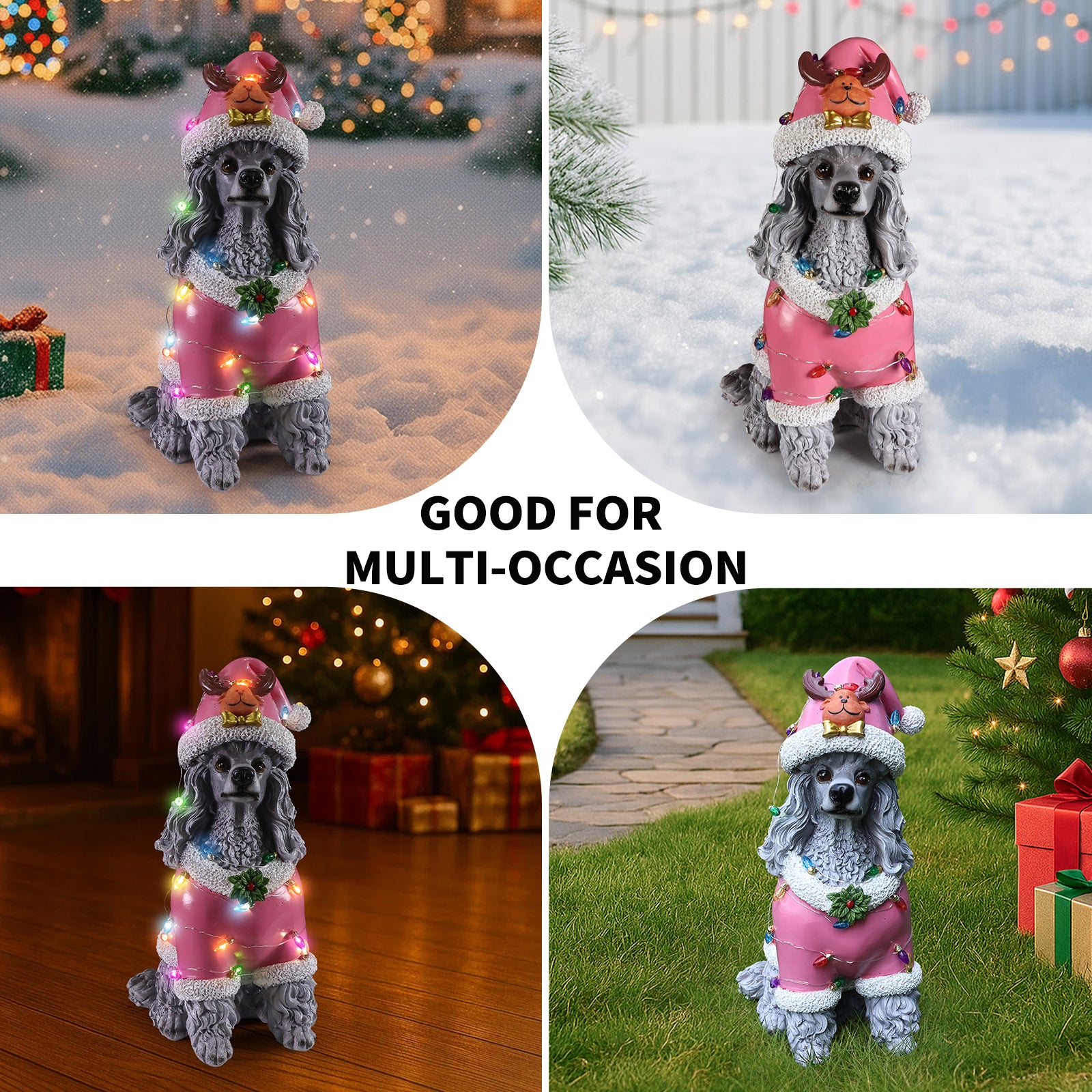 Christmas Poodle Statue