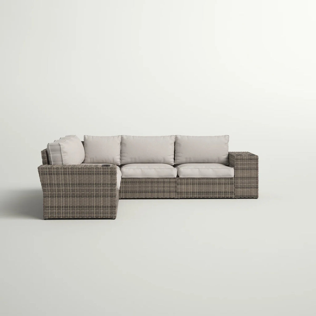 LSI 102'' Wide Outdoor Wicker Patio Sectional with Cushions