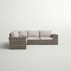 LSI 102'' Wide Outdoor Wicker Patio Sectional with Cushions