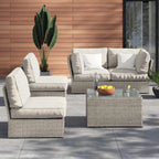 Fully Assembled Wicker Patio Seating Group for 4 with Cushions