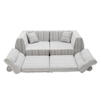 Chenille Stripe Fabric Compressed Sponge Sofa, 3-Seater