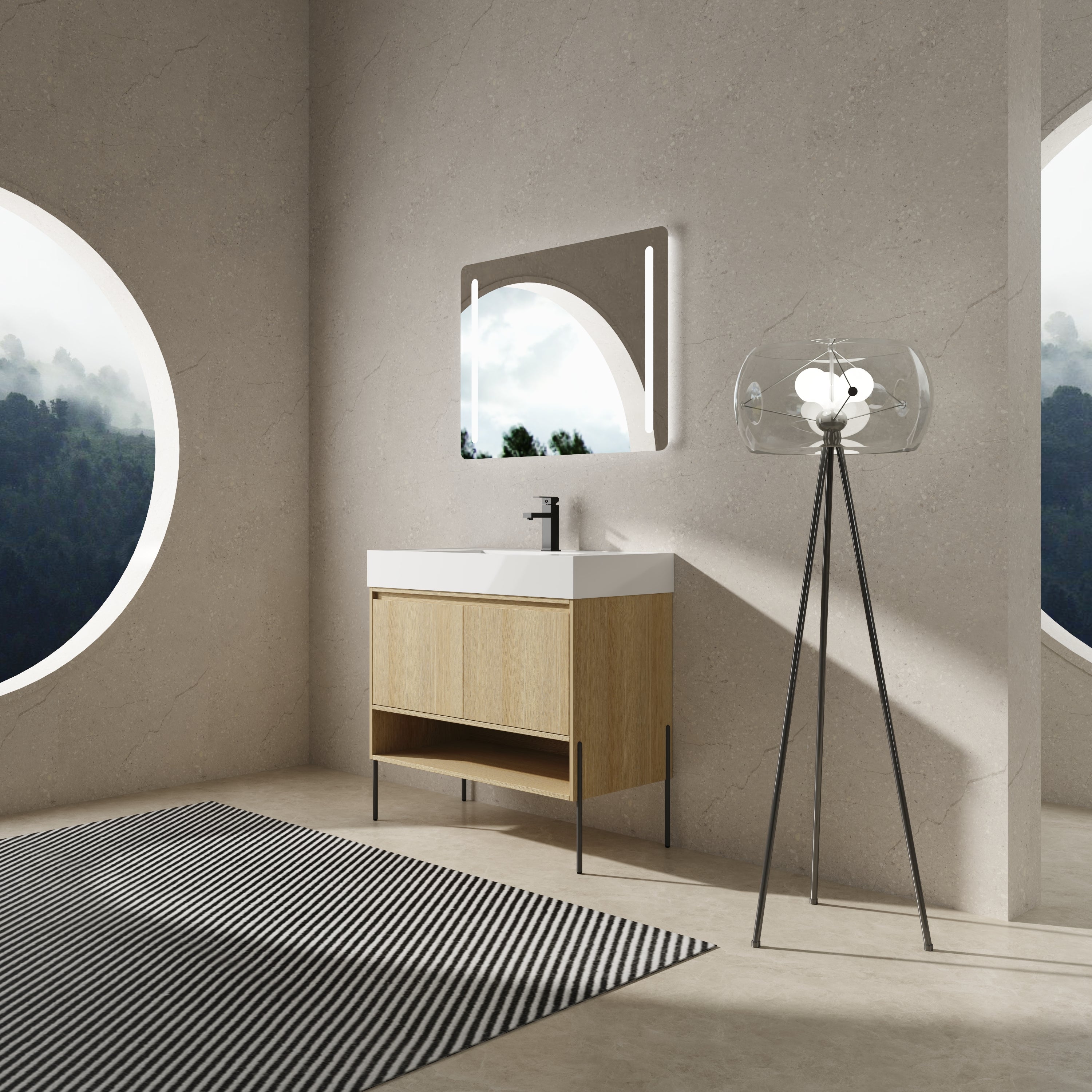 36" Bathroom Vanity Combo with Single Resin Sink