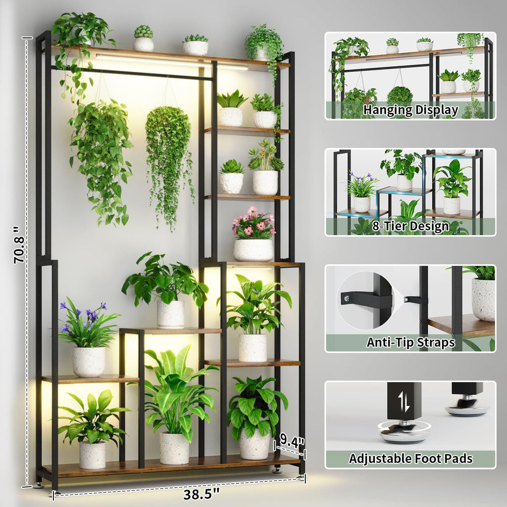 Large Plant Stand Indoor with Grow Light