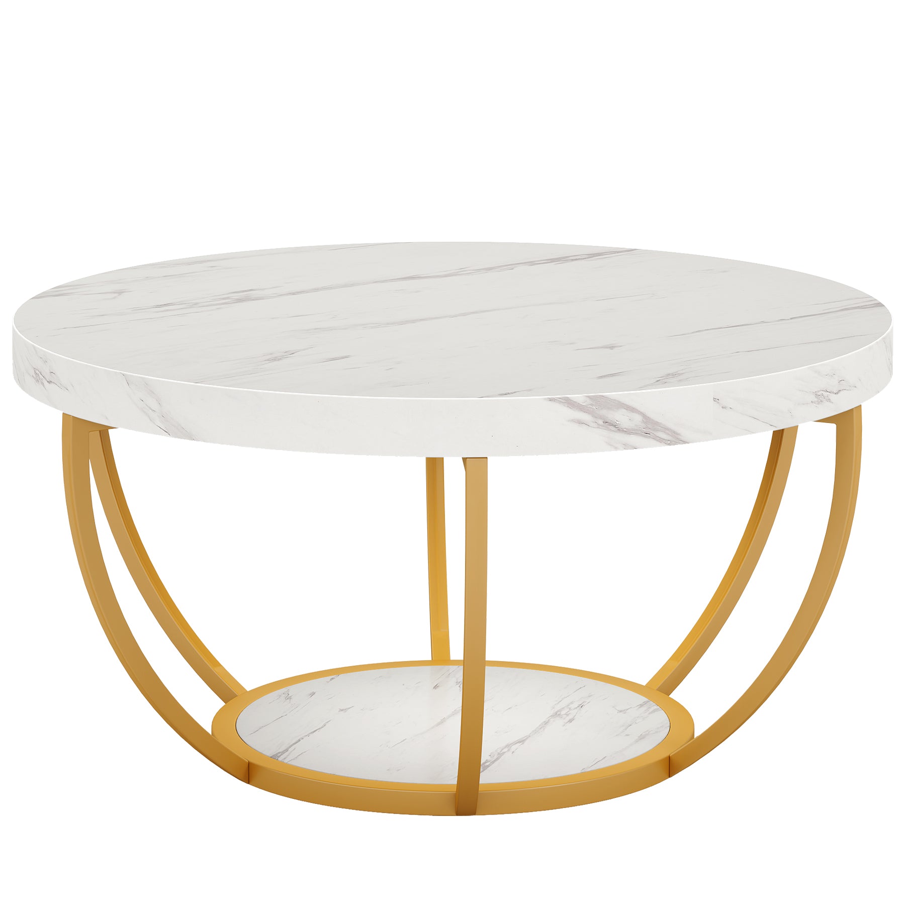 Modern Round Coffee Table - 31.7" 2 Tier Coffee Table