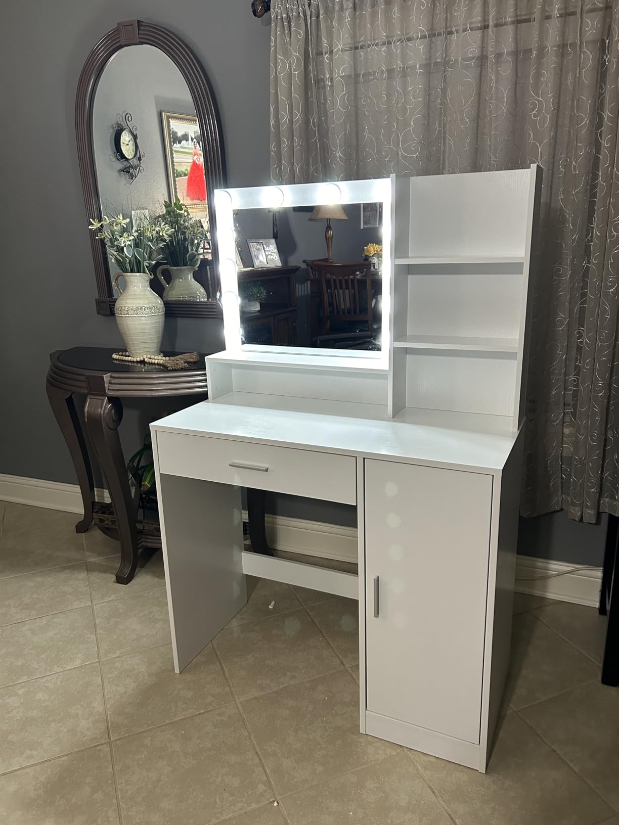 Vanity Desk with Mirror & Light