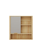 Natural Wood Finish Wall Mounted Mirror Cabinet