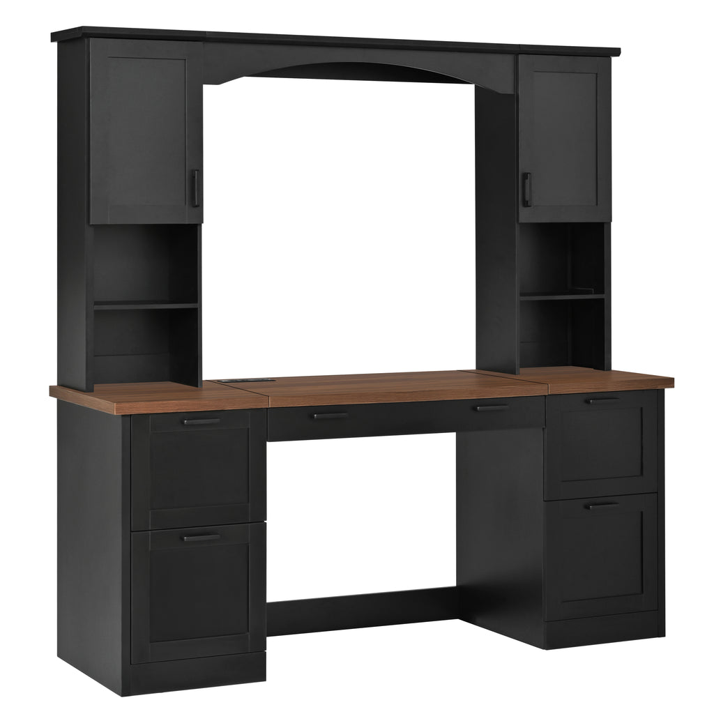 On-Trend Farmhouse Arched Computer Desk with Hutch