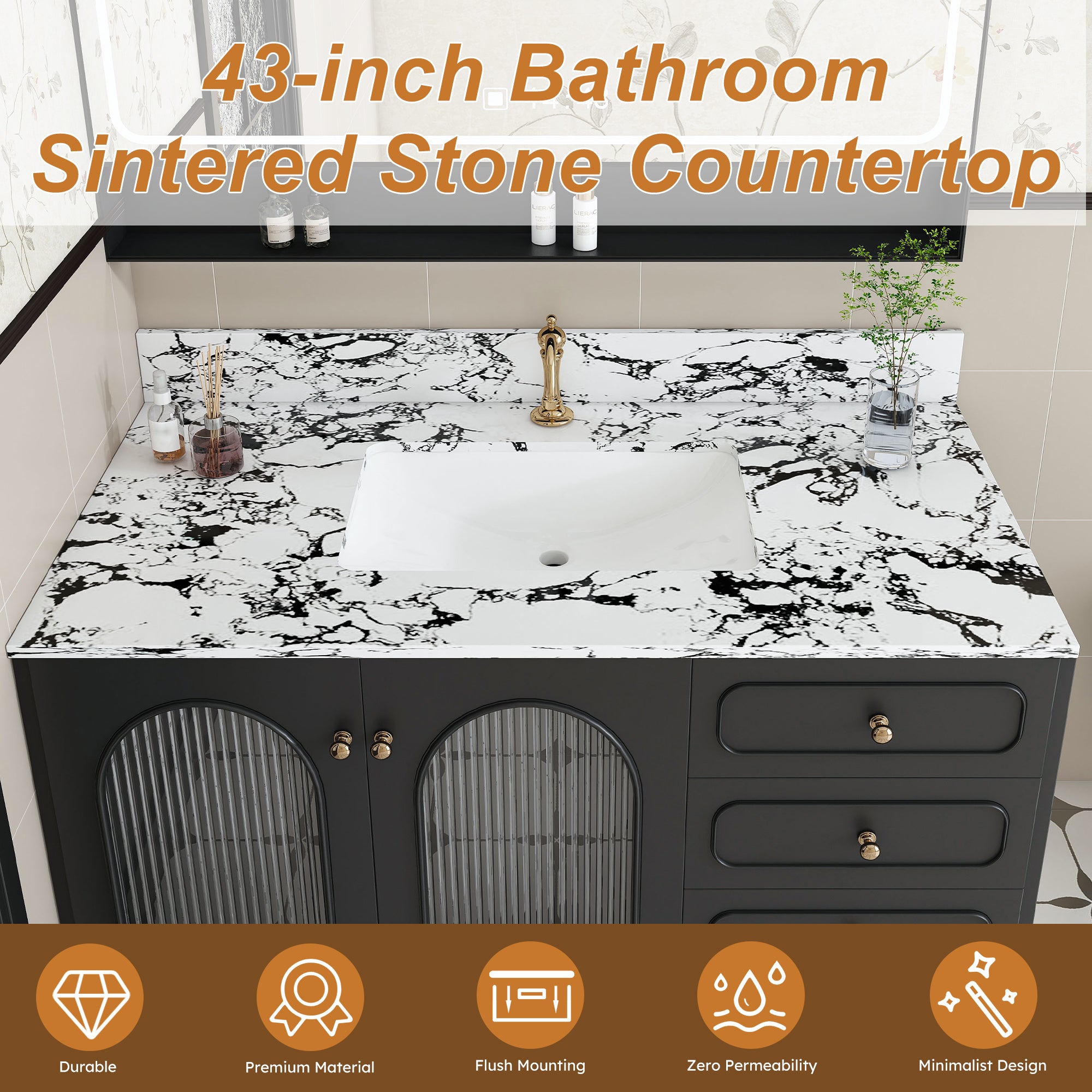 43"x22" Bathroom Vanity Top with Undermount Ceramic Sink