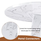 47.24" Round Dining Table for 4 - Farmhouse MDF Table with Marble