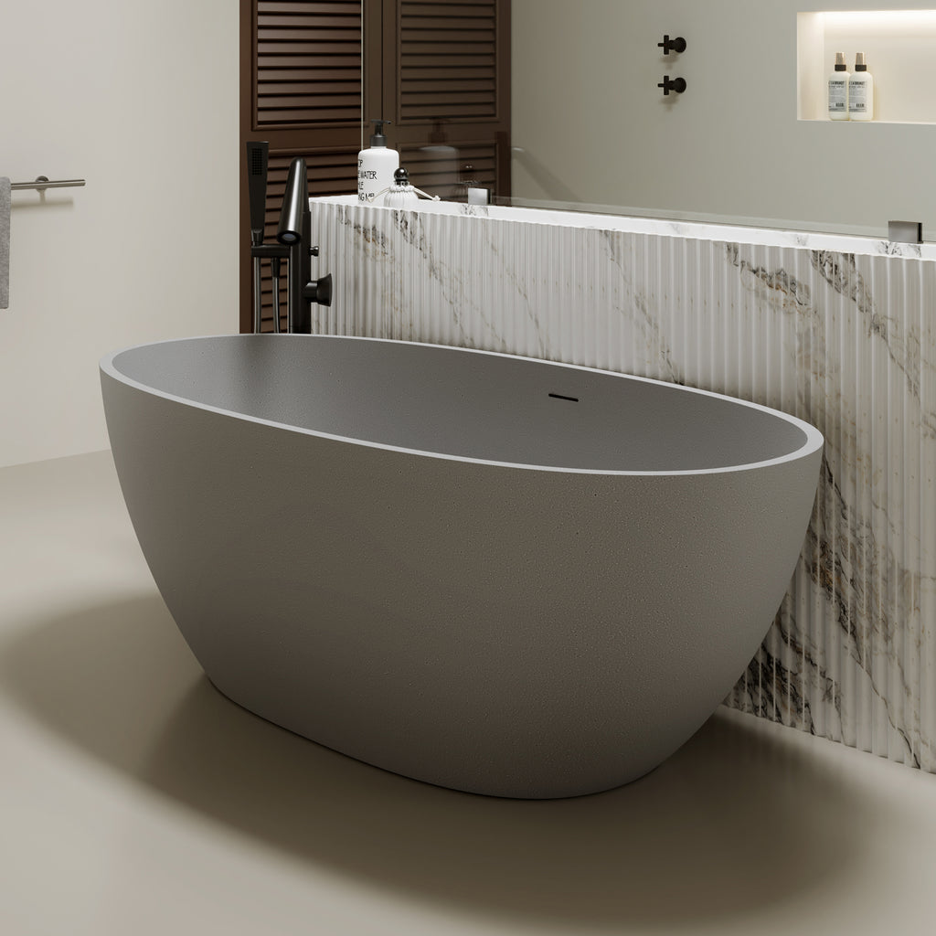 67'' Freestanding Bathtub Resin Stone Soaking Bathtub