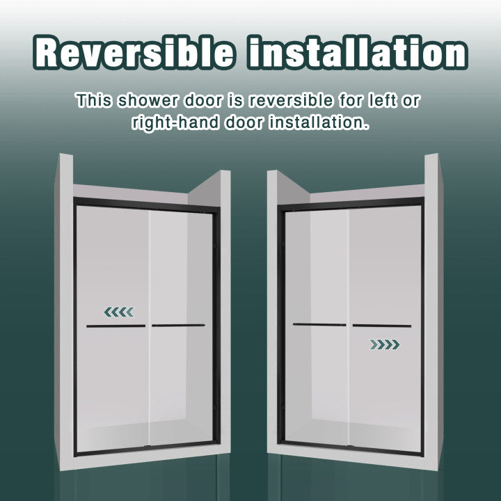 Aluminum Frame Double Sliding Shower Door (44-48"x76")