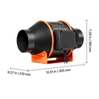 Inline Duct Fan, 205 CFM 4 inch EC Motor Ventilation Fan