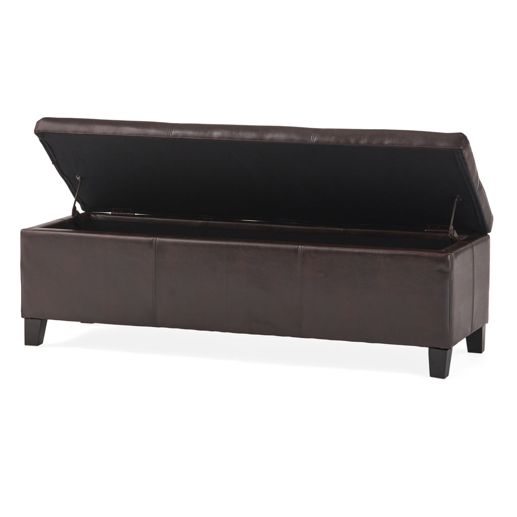Upholstered PU Leather Storage Ottoman