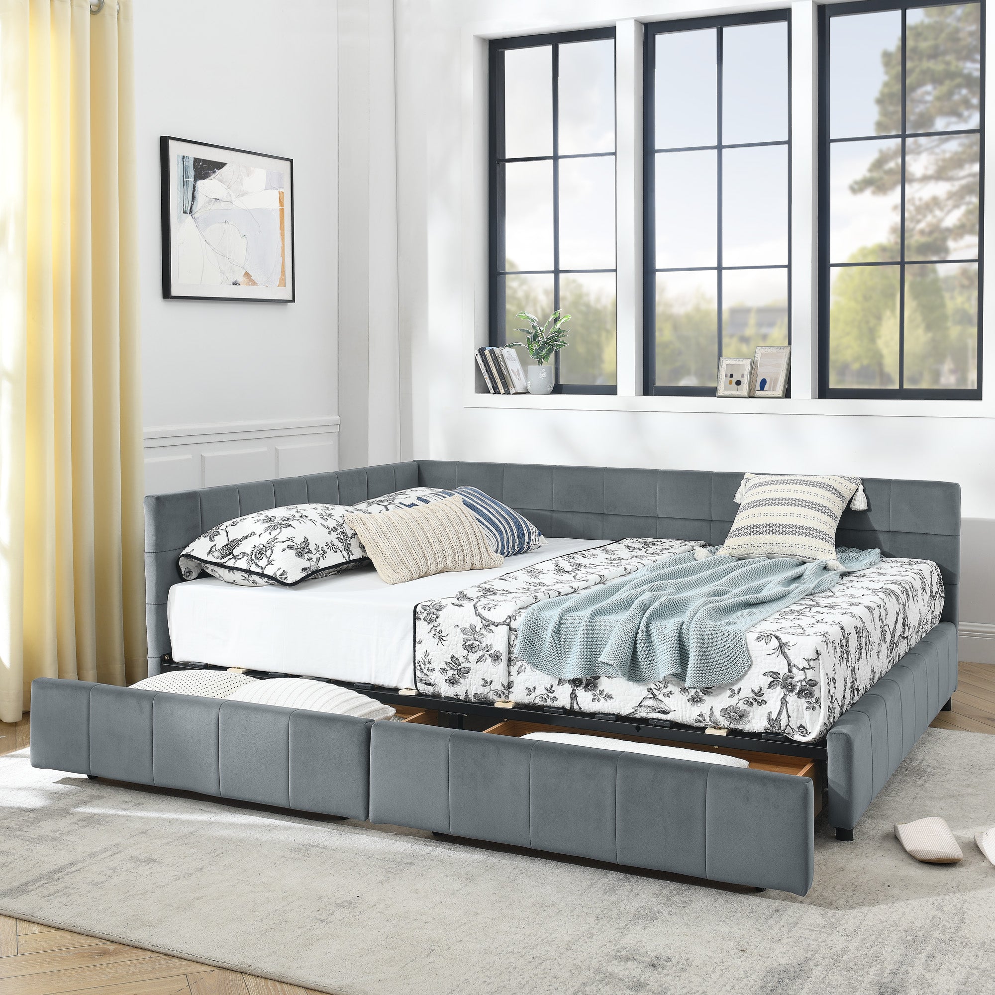 Queen Size Storage Upholstered Tufted Bed Frame