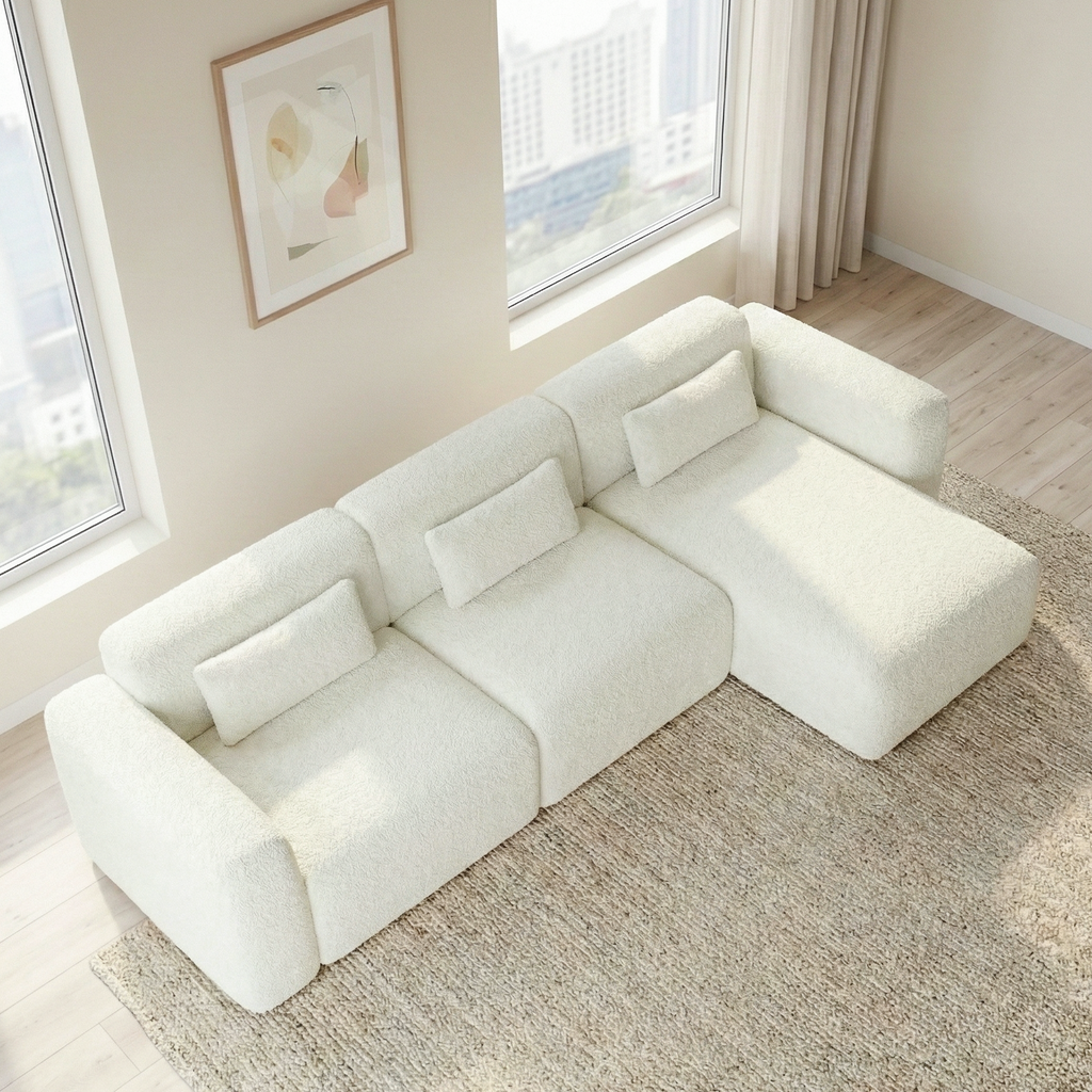 Haledon 3-Piece Sectional Sofa, 4-Seat, Sand Boucle