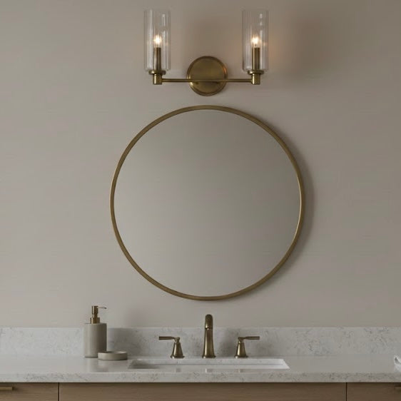 Regal Double Light Vanity With Clear Ribbed Glass - Satin