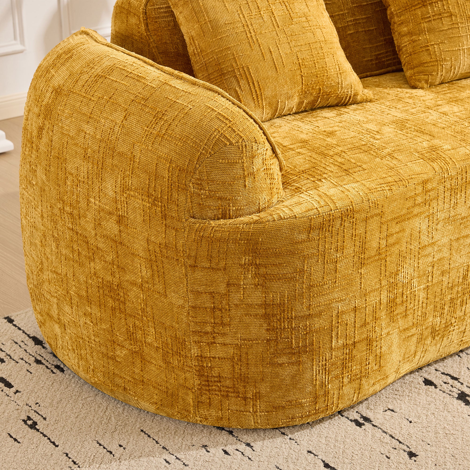 Yellow Curved Two-Person Compress Sofa