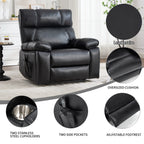 Black Leatheraire Heat Massage Dual Motor Recliner