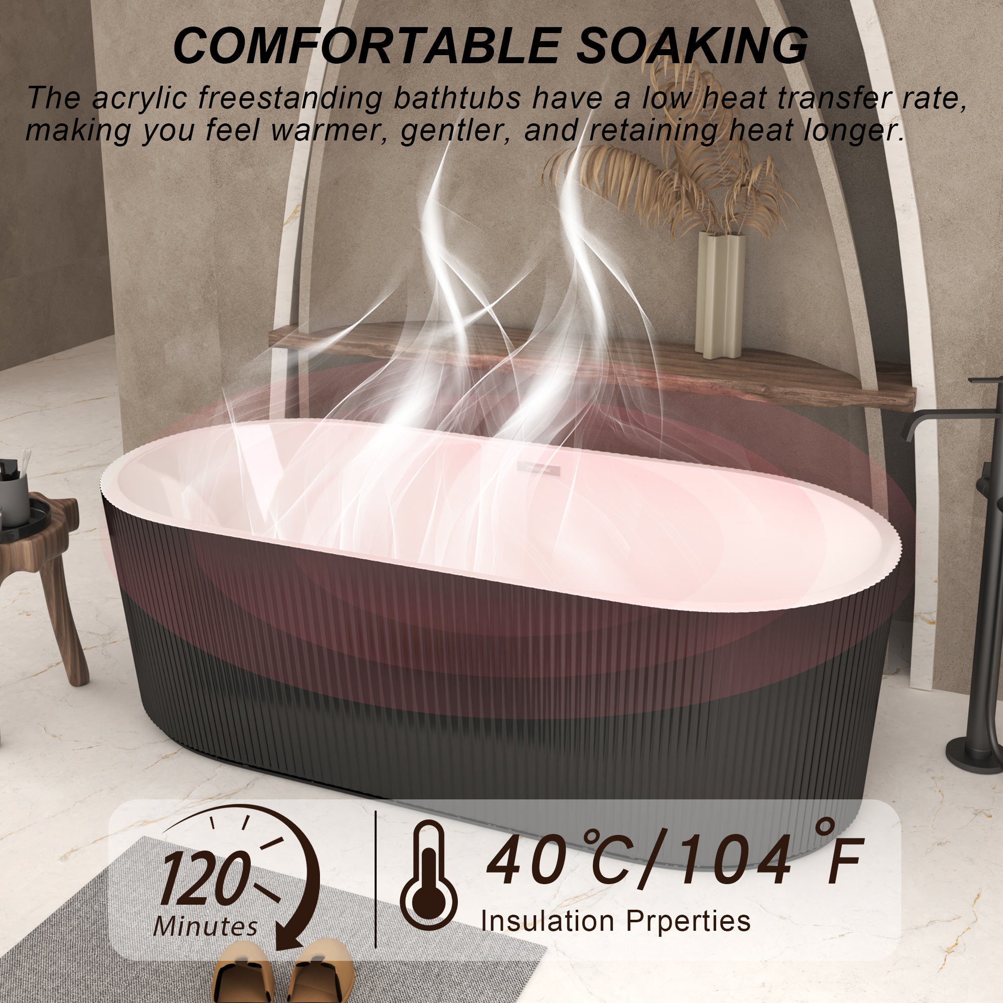67" Linear Acrylic Freestanding Bathtub