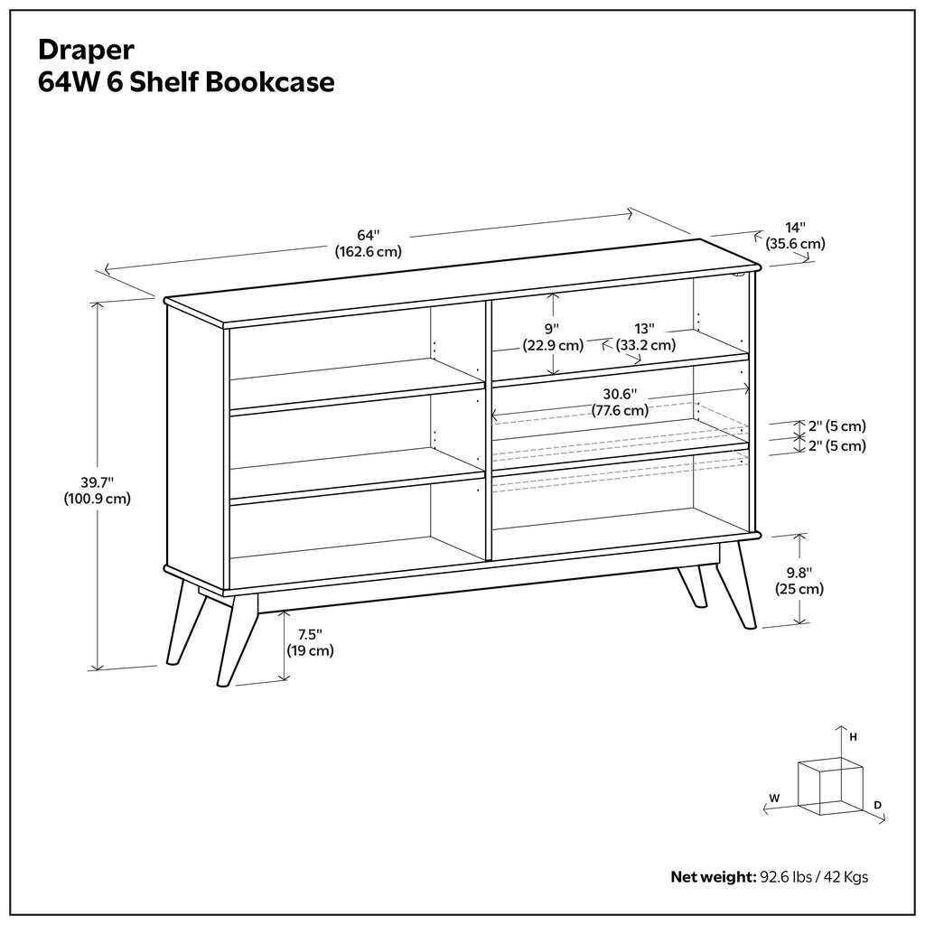 Draper 6 Shelf Bookcase