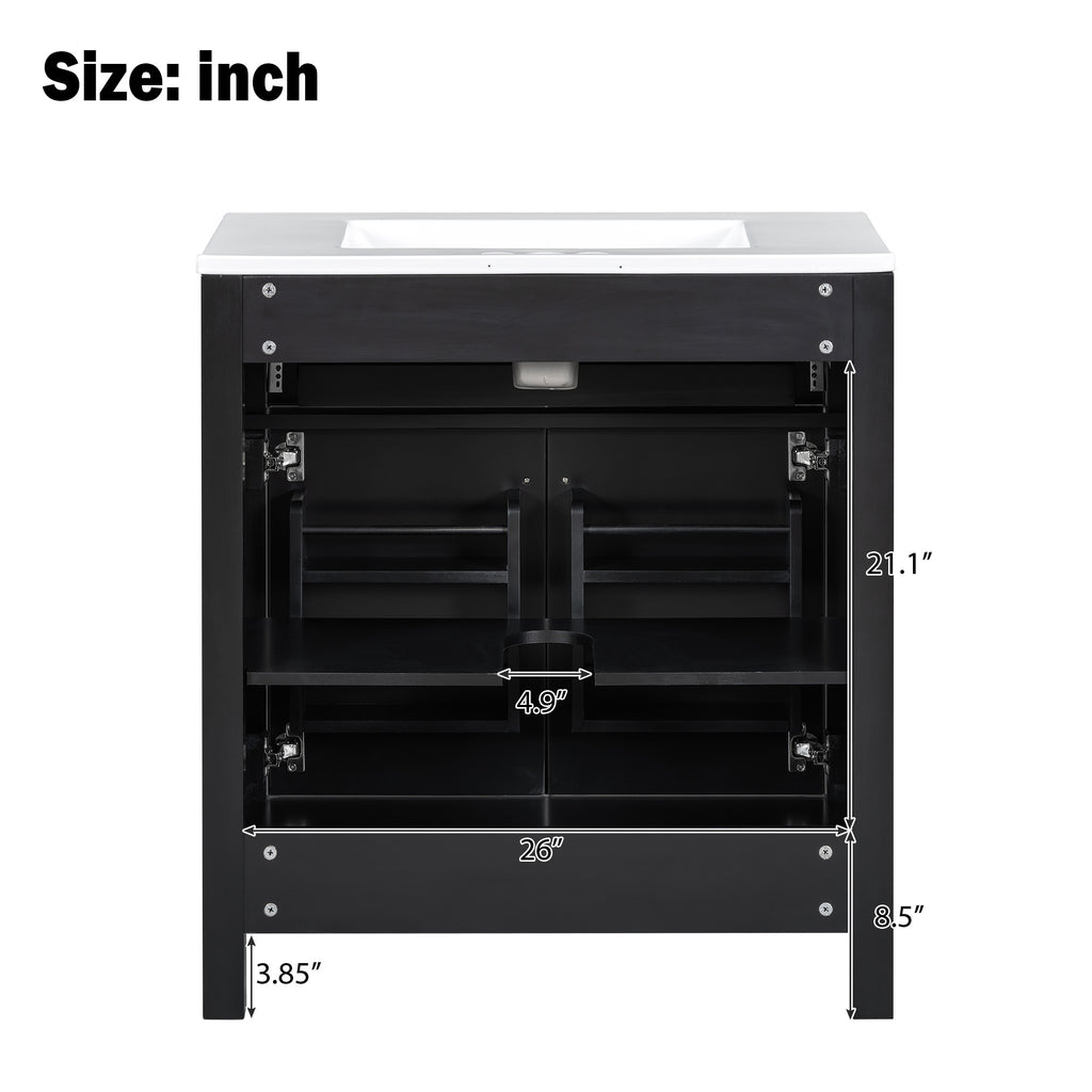 30" Bathroom Vanity with Ceramic Sink - Modern