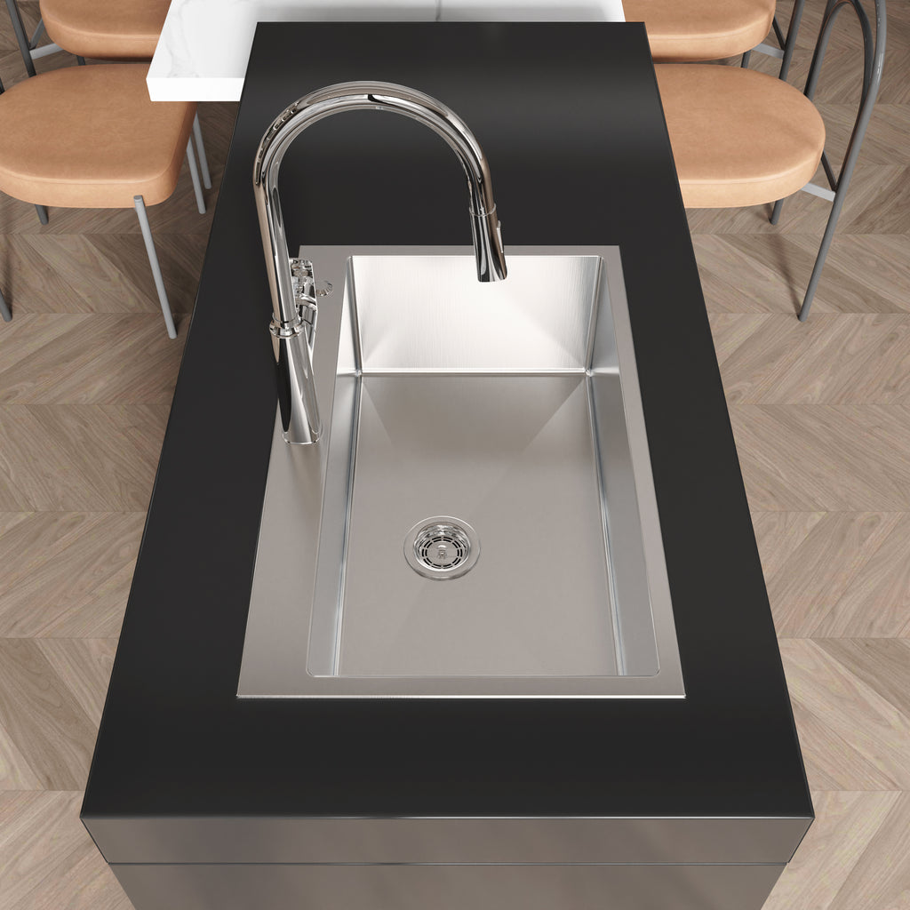 Stainless Steel Kitchen Sink, 30"x19" Single Bowl