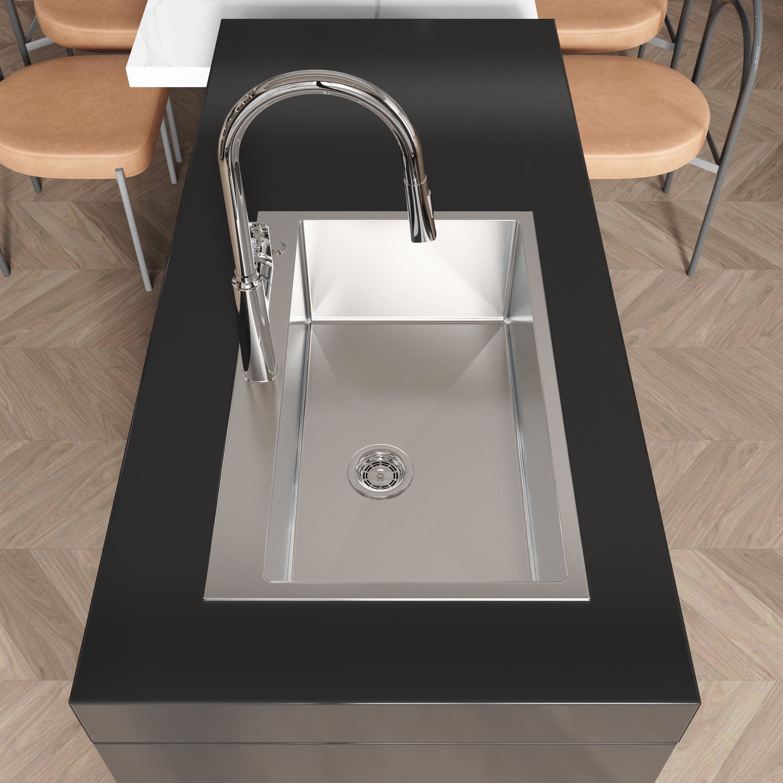 Stainless Steel Kitchen Sink, 30"x19" Single Bowl