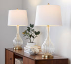 Jenny 27" Contemporary Glass Table Lamp in Clear Crackle Glass