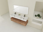60 Inch Wall-Mounted Bathroom Vanity with Double Resin Sink