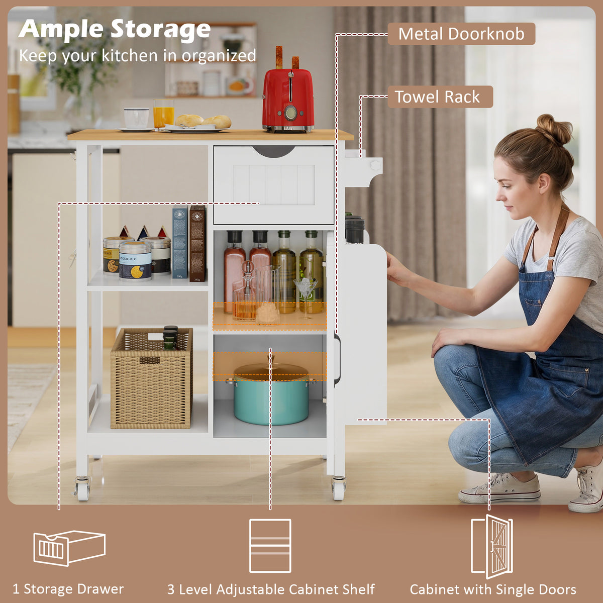 Kitchen Island Cart with Mobile Storage