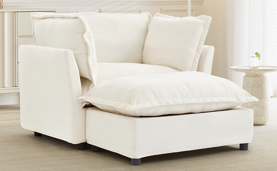Modern Armchair Sofa with Movable Ottoman
