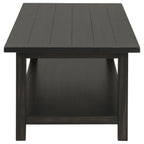 Castleton Distressed Java Wood Coffee Table with Shelf
