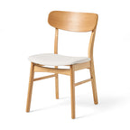 Set of 2 Dining Chairs - Upholstered Seat, Rubberwood Legs