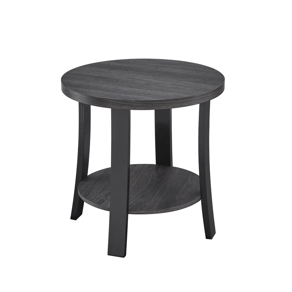 Anze Contemporary Oval Wood Shelf 3-Piece Coffee Table Set