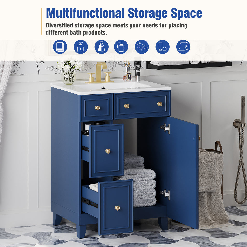 24-Inch Bathroom Vanity Cabinet with Ceramic Sink