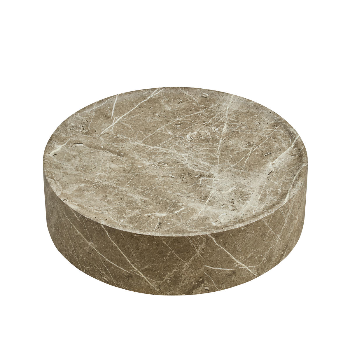 Travertine-Look Round Coffee Table, 31.5-Inch, Brown
